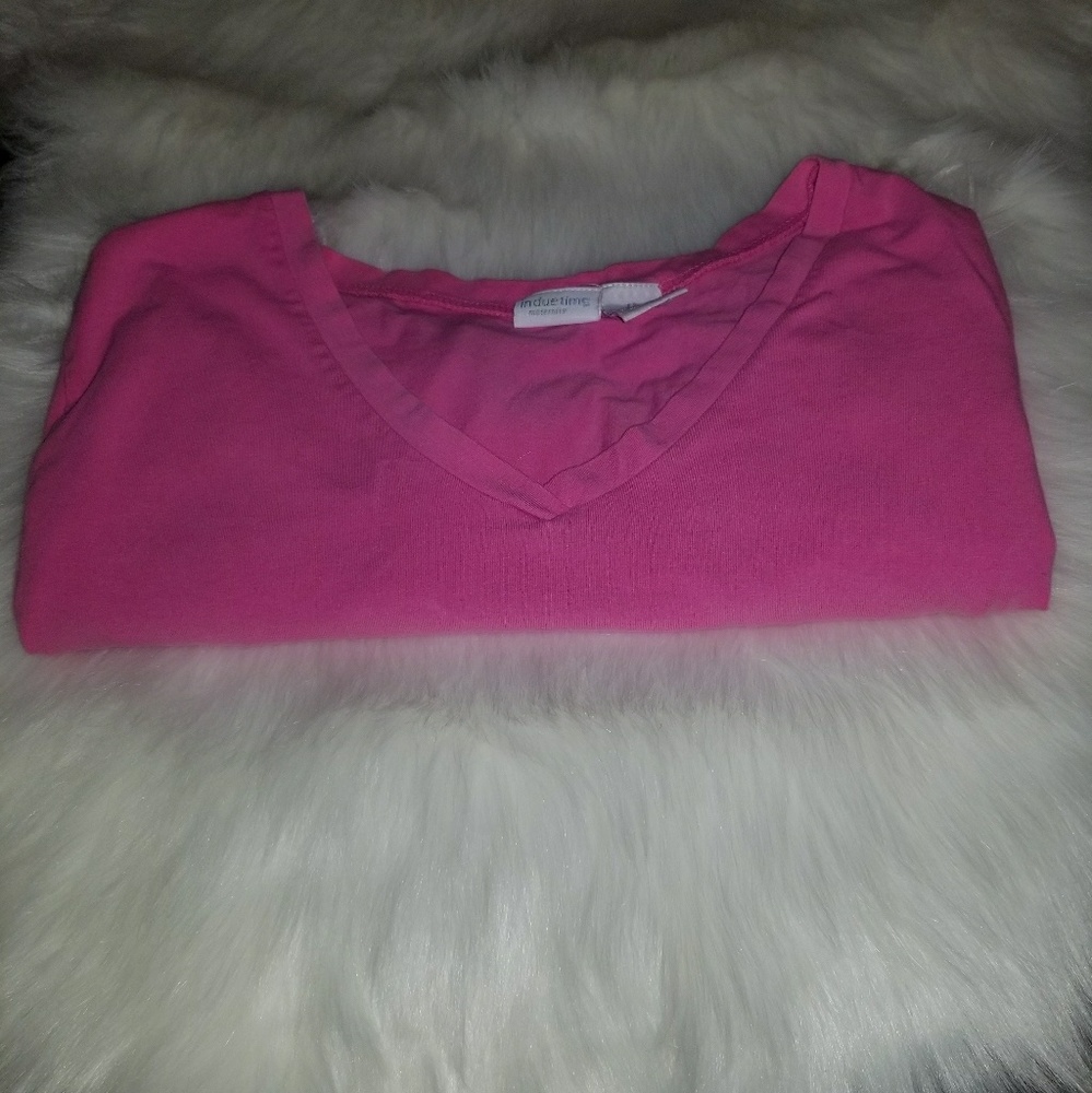 In Due Time pink  maternity tee  shirt size large